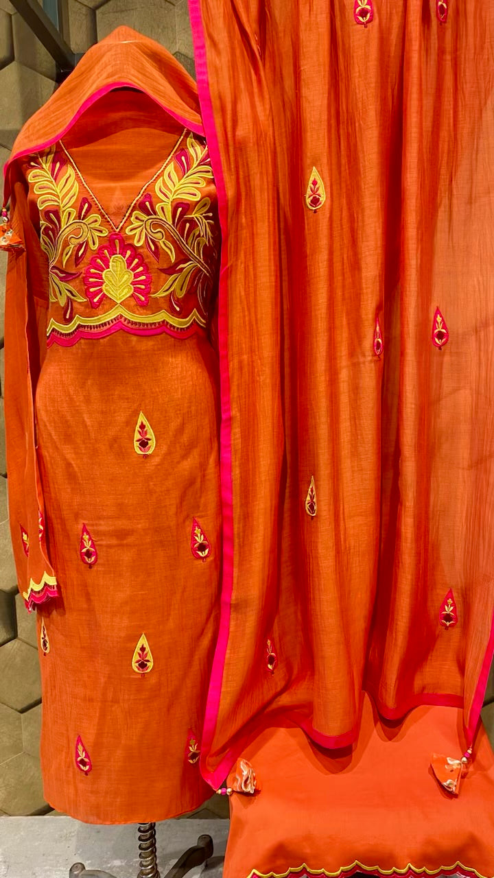 Mul Chanderi patch work outfit