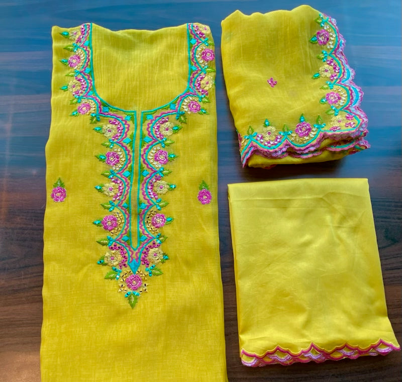 Mul Chanderi with resham embroidery