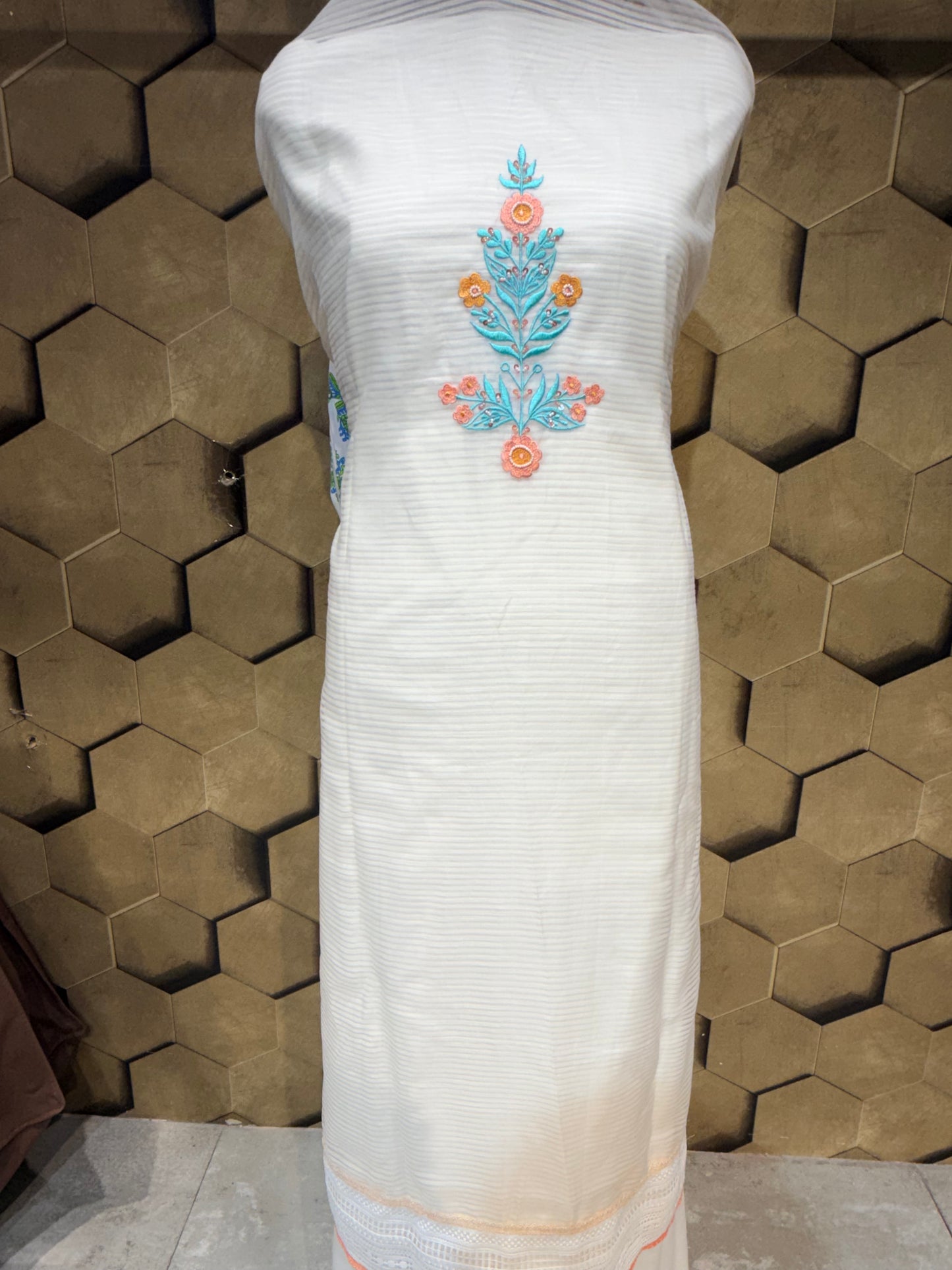Elegant Mul Chanderi in a timeless off-white shade