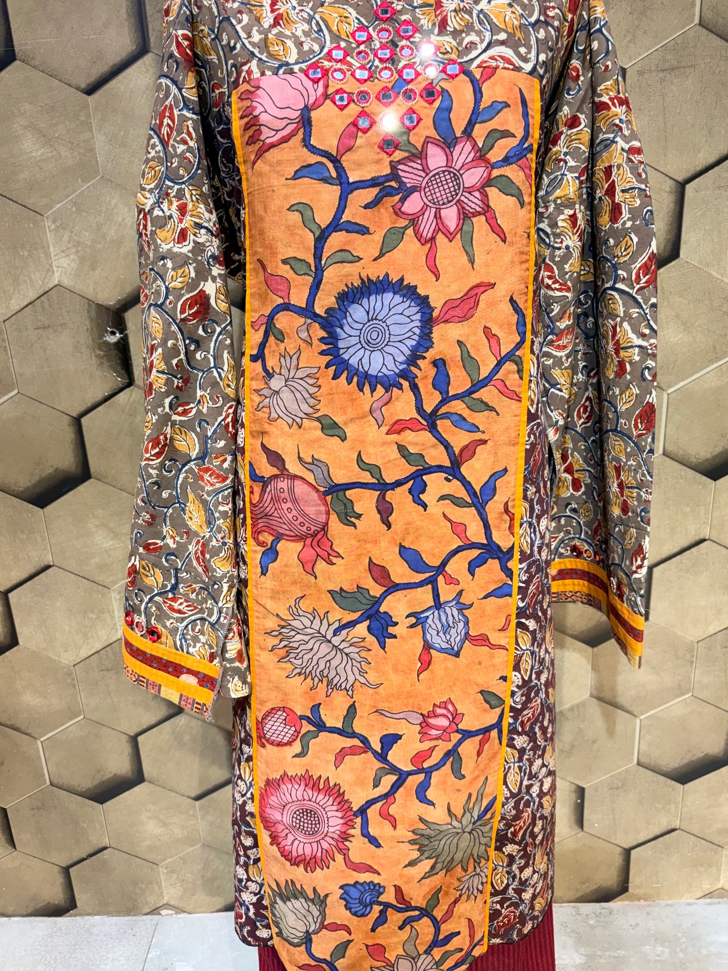 Premium Pure cotton with authentic Kalamkari block print