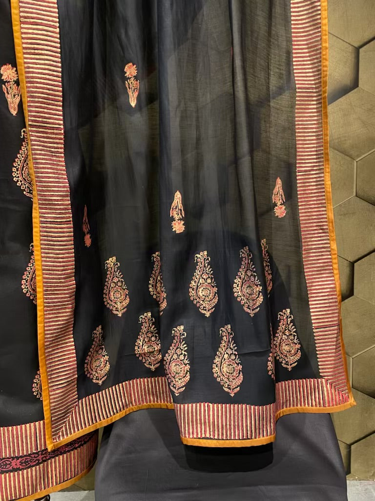 Chanderi hand block outfit