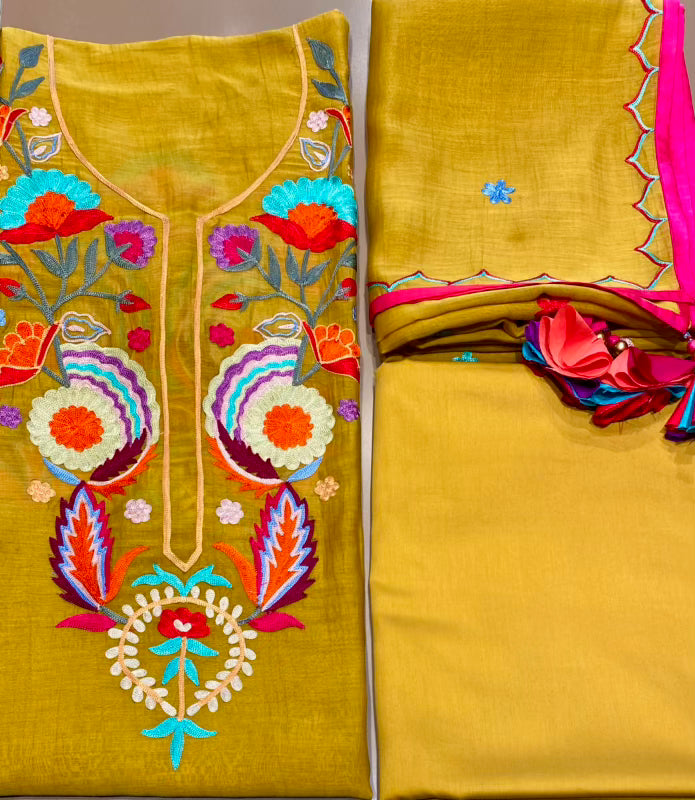 Chanderi shirt with Resham embroidery