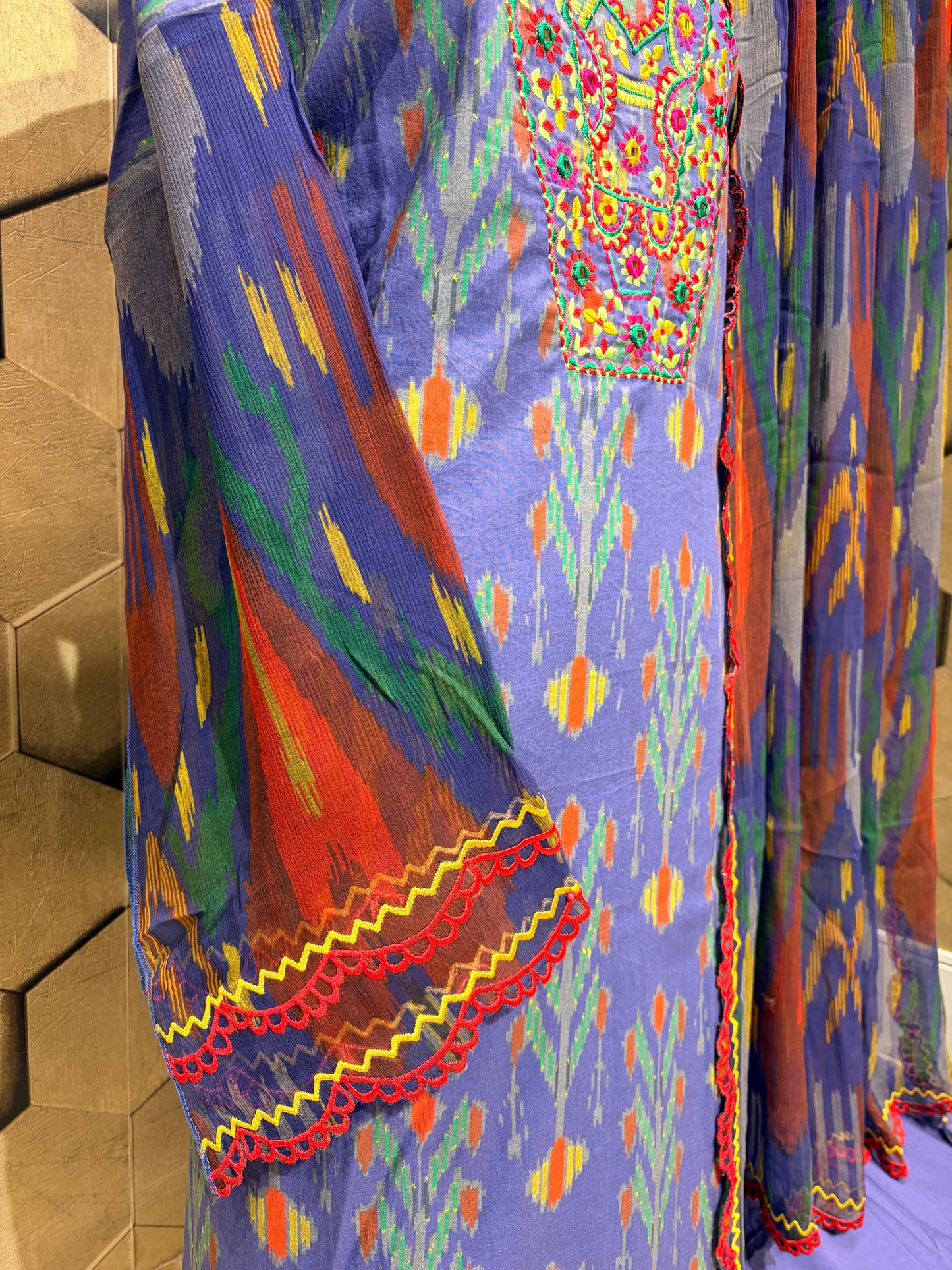 Vibrant Elegance in Pure Cotton Digital Ikkat