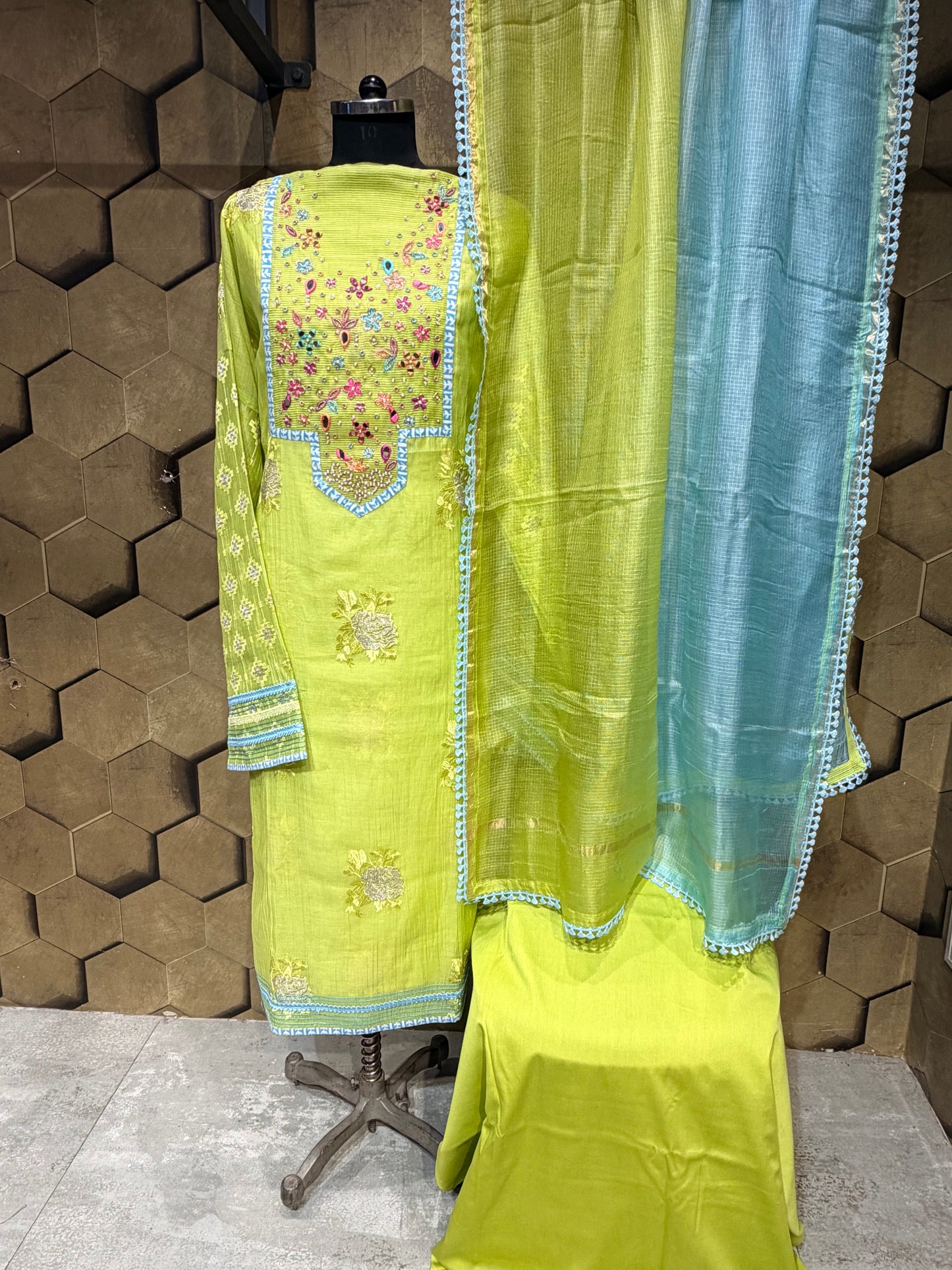 Vibrant Striped Mal Chanderi outfit