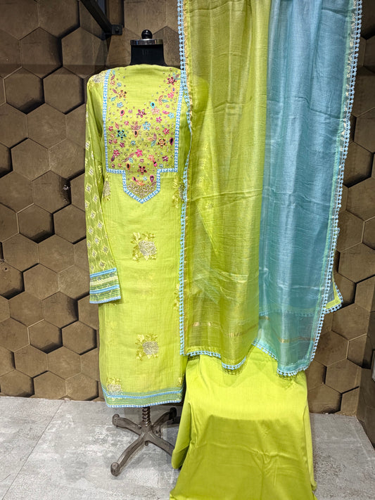 Vibrant Striped Mal Chanderi outfit