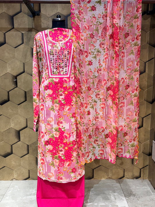 Pure Cotton suit with Chiffon Dupatta