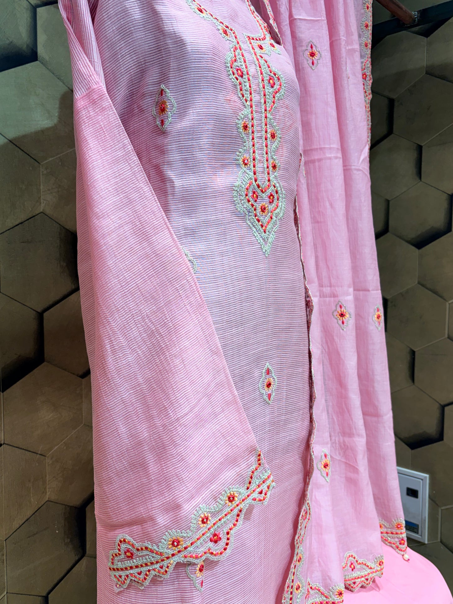 Beautiful Pink Soft Chanderi outfit