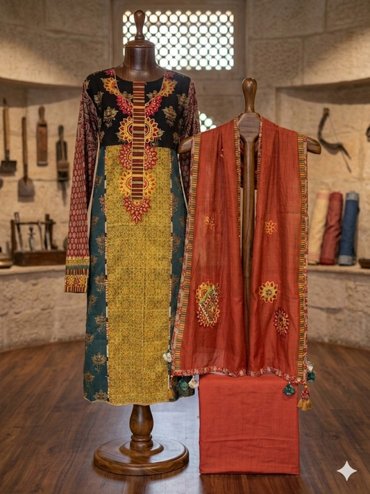 Pure Cotton outfit with Ajrakh
