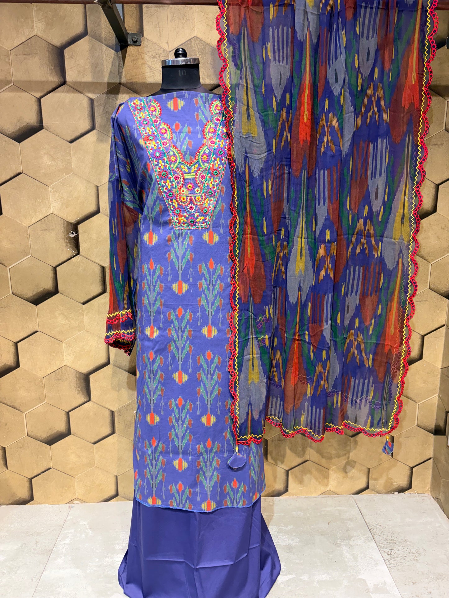 Vibrant Elegance in Pure Cotton Digital Ikkat