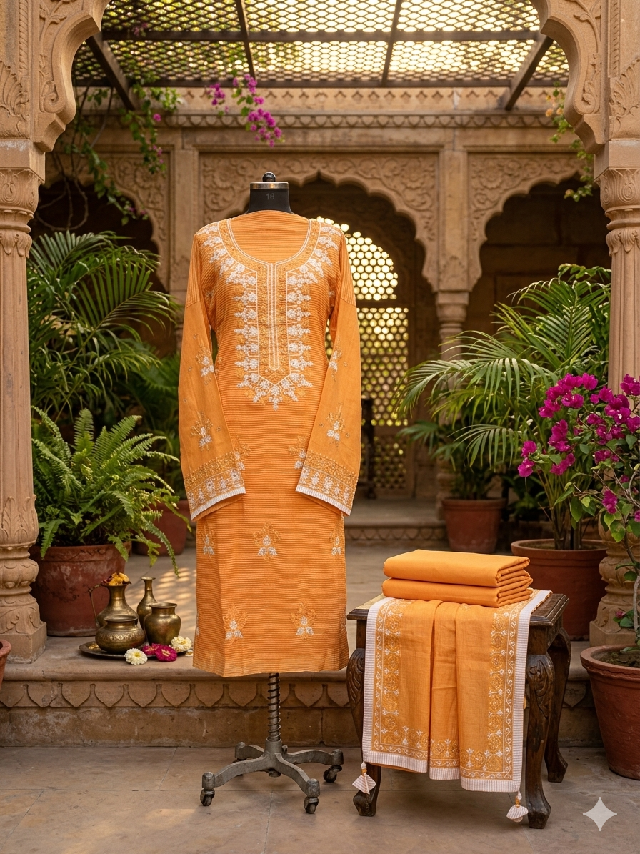 Radiant Elegance in Mul Chanderi