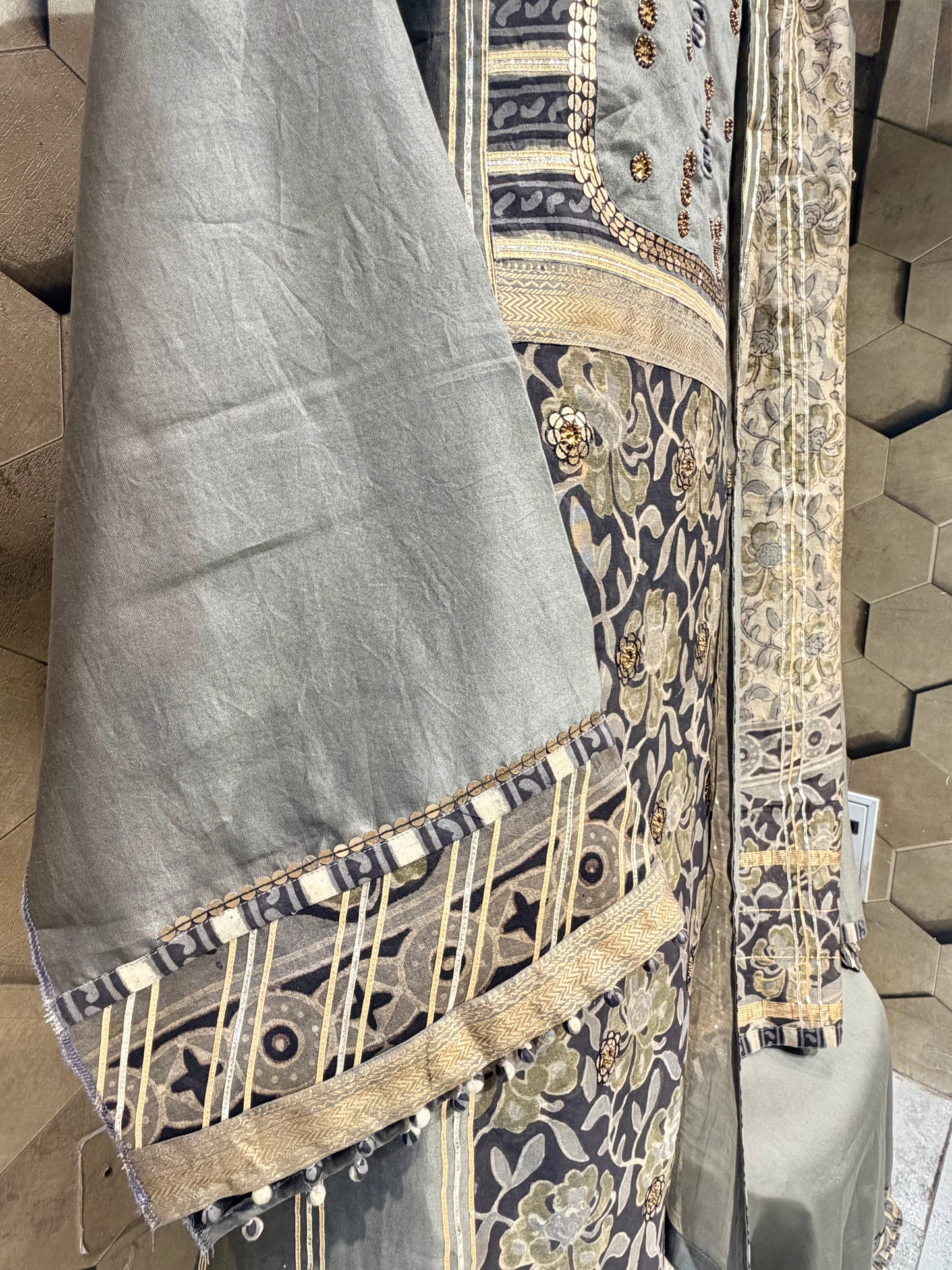 Elegant Ajrak & Gota Chanderi Elegance