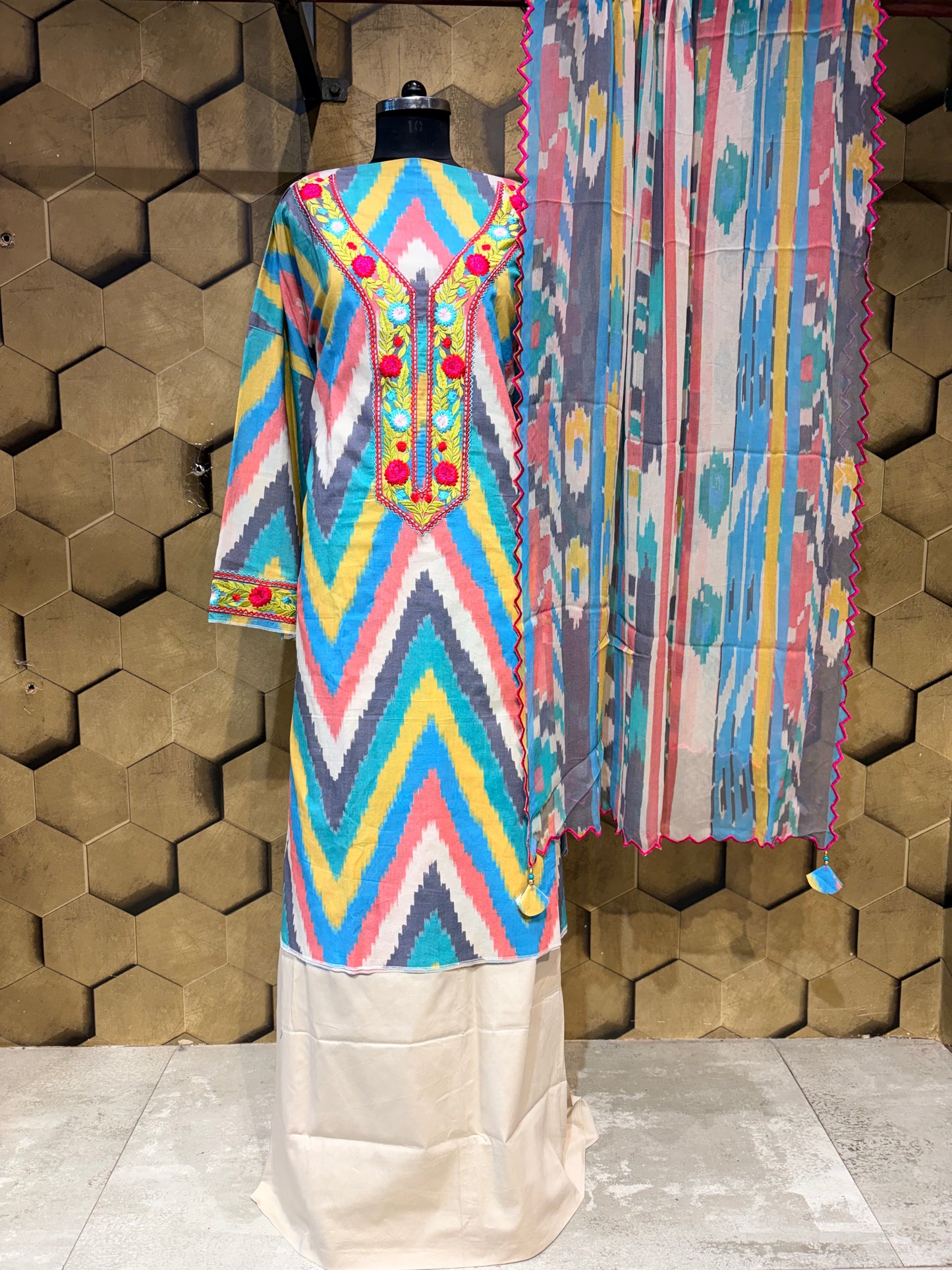 Pure Cotton Ikkat Print Ensemble