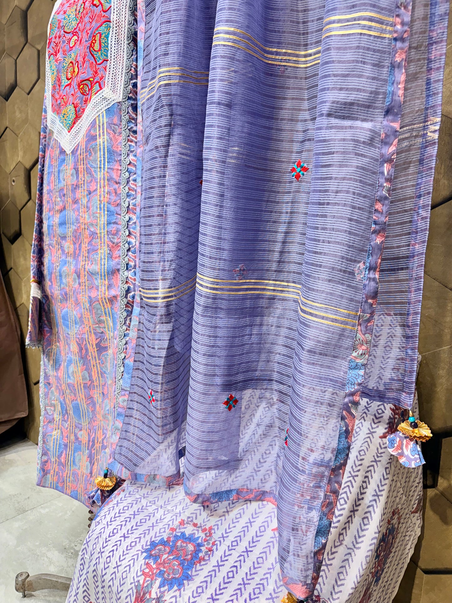 Pure handblock Cotton in shades of Purple