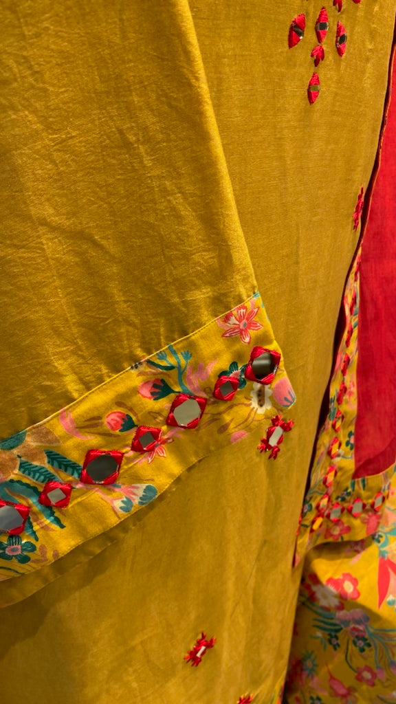 Chanderi with mirror embroidery