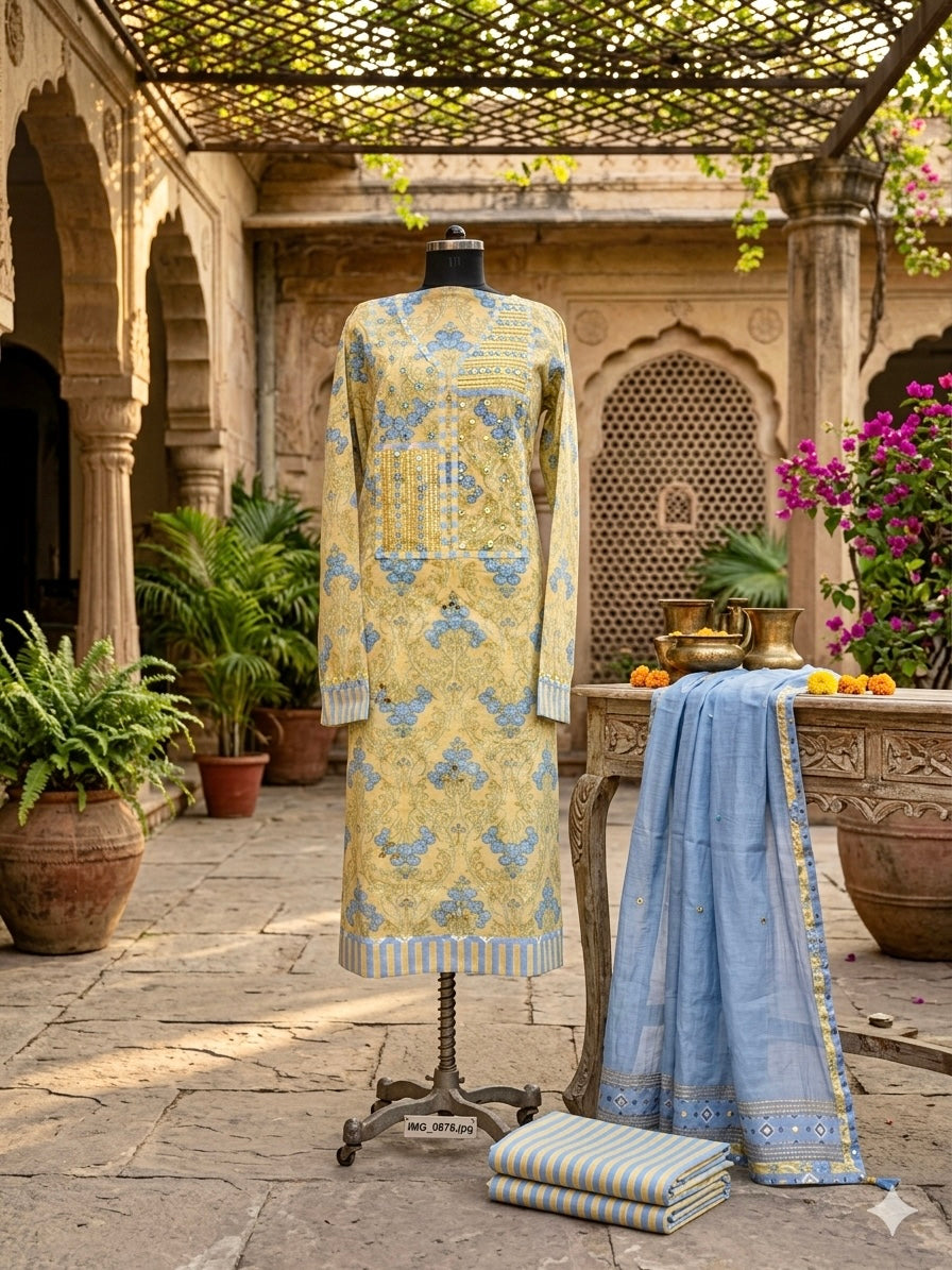 Refreshing Pure Handblock Cotton suit set