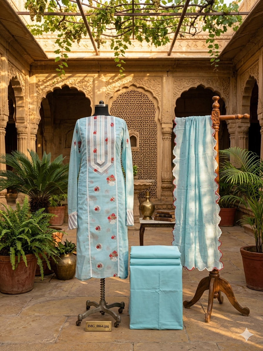 Timeless handcrafted Mul chanderi outfit