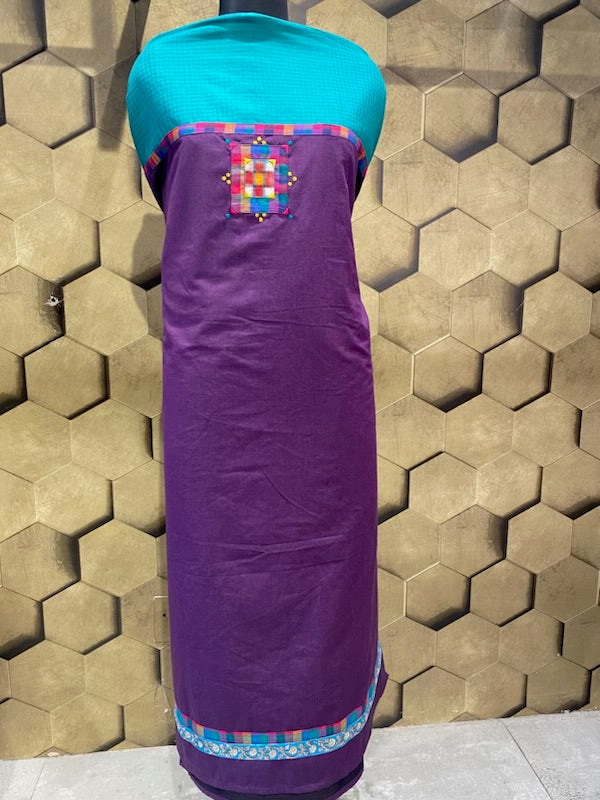 Purple cotton with kalamkari patch