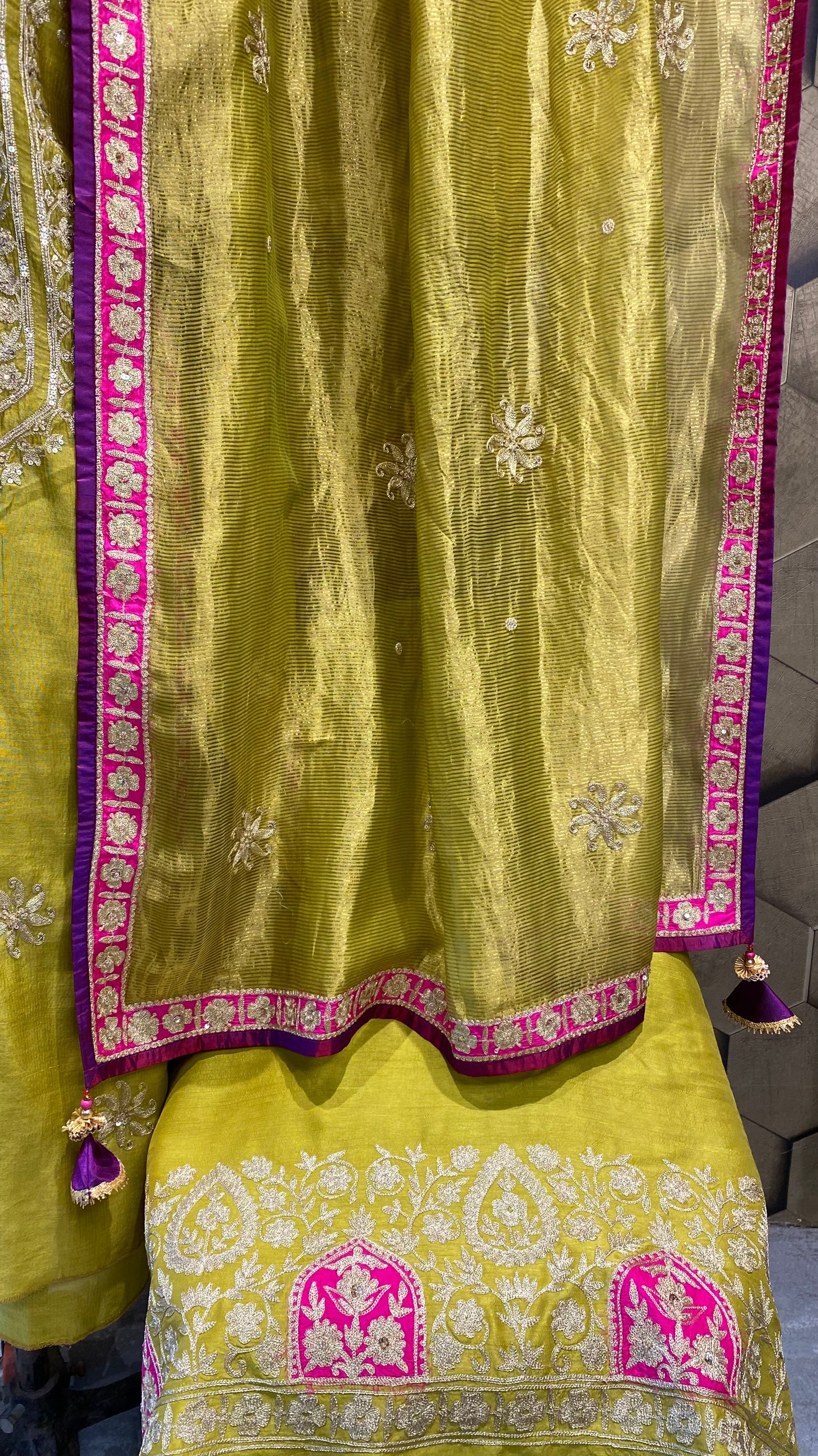 Chanderi shirt with zari embroidery