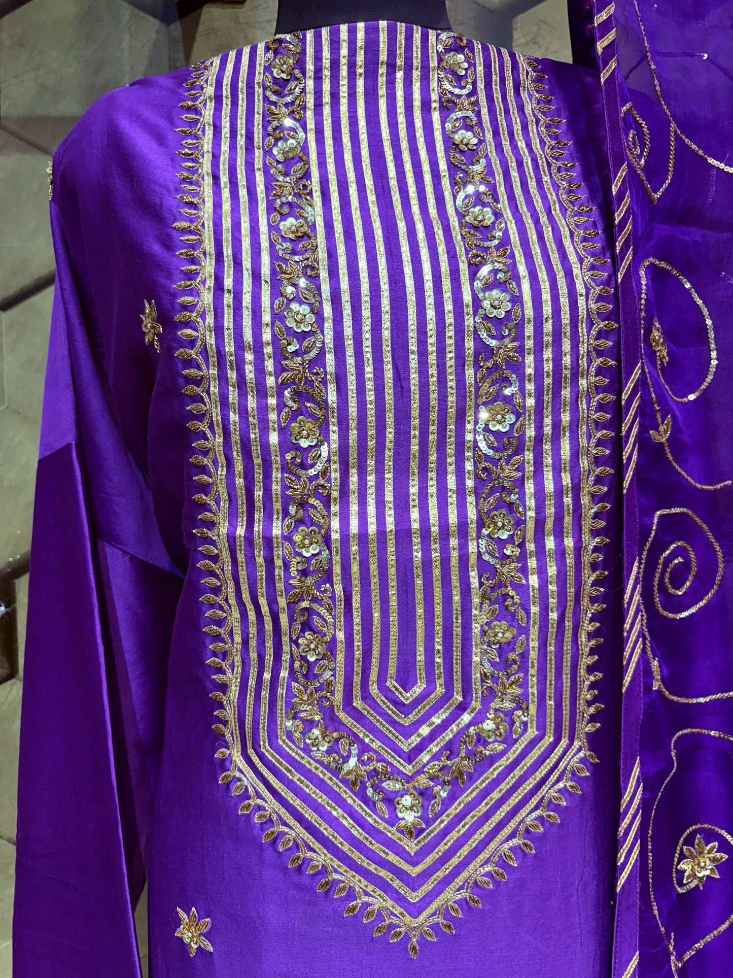 Purple Royale — Festive Elegance in Pure Chanderi with hand work embroidery