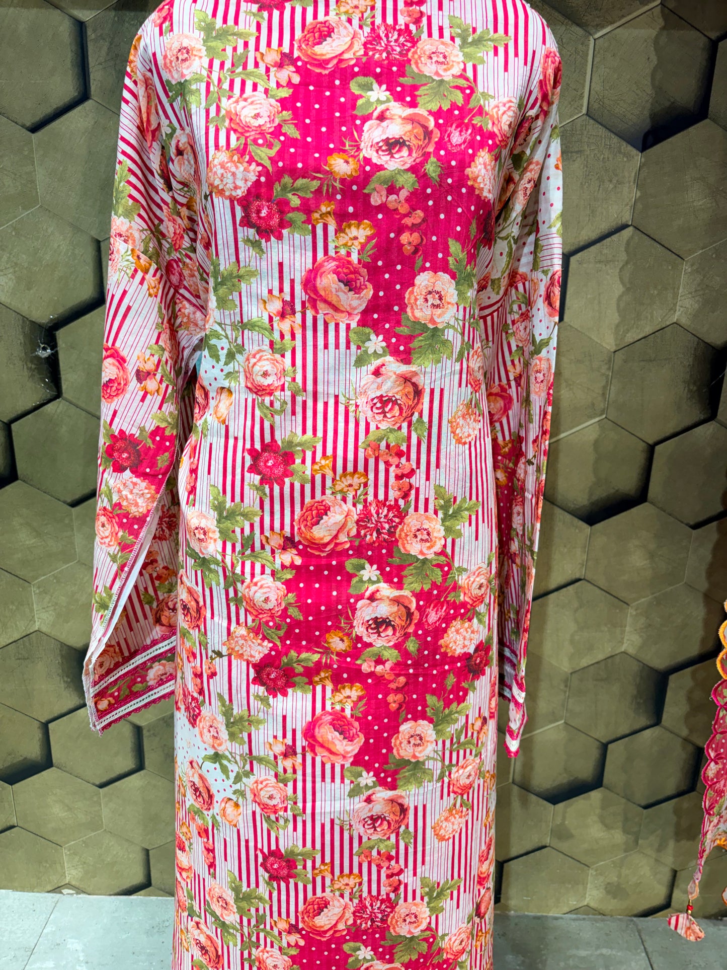 Pure Cotton suit with Chiffon Dupatta