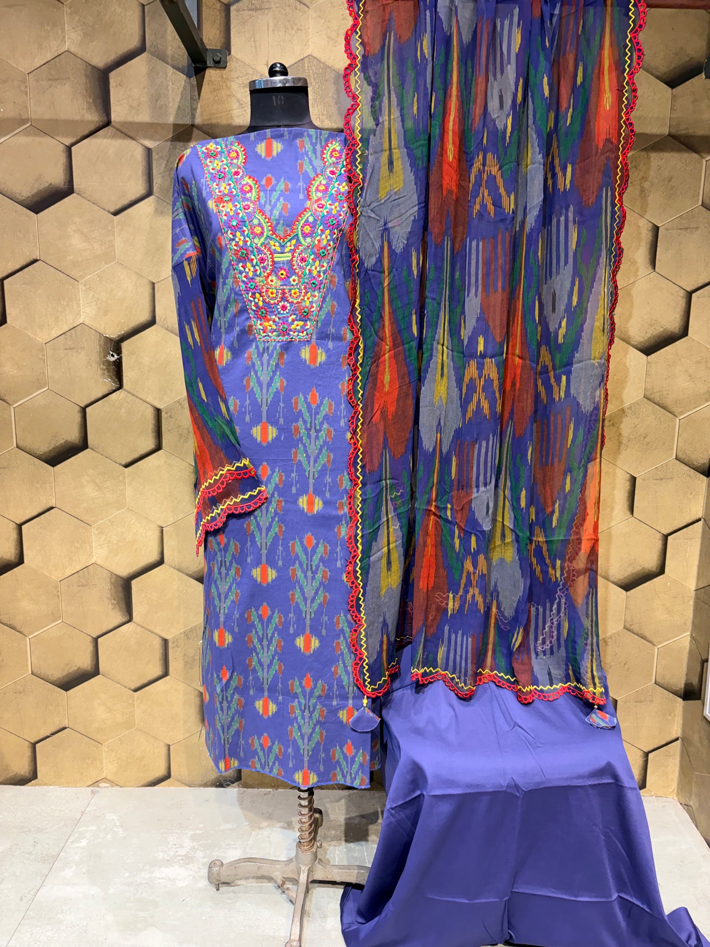 Vibrant Elegance in Pure Cotton Digital Ikkat