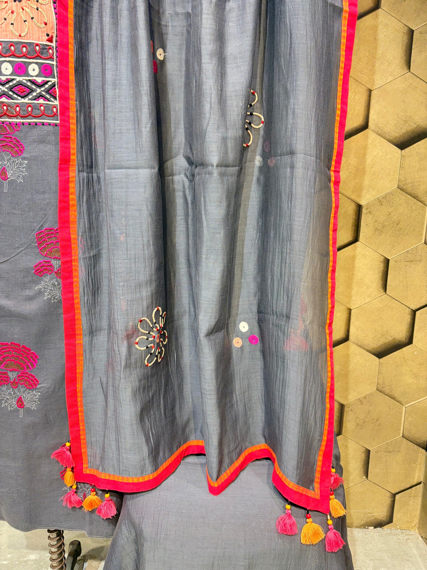 Premium Pure cotton with vibrant resham embroidery