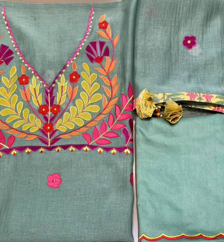 Mul Chanderi patch work dupatta