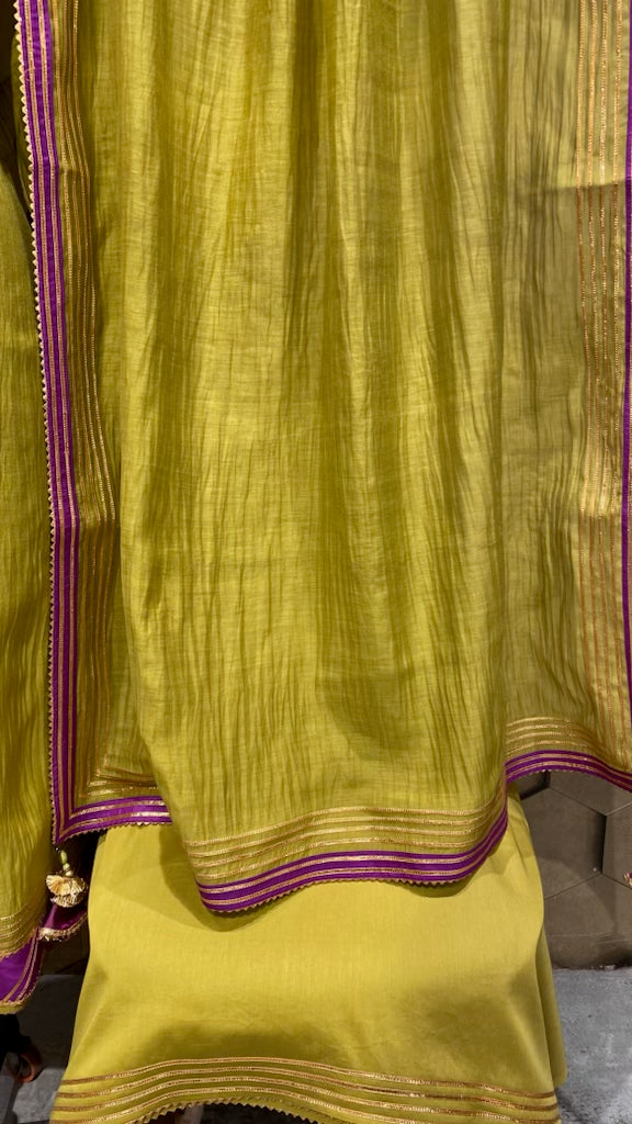 Mul Chanderi with fine gota embellishments