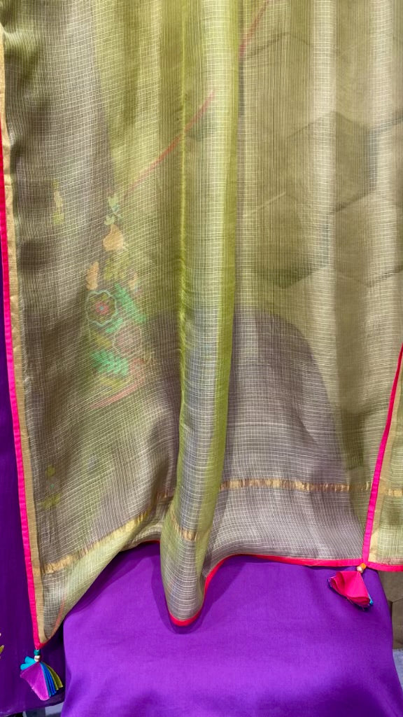 Chanderi outfit with multi coloured embroidery