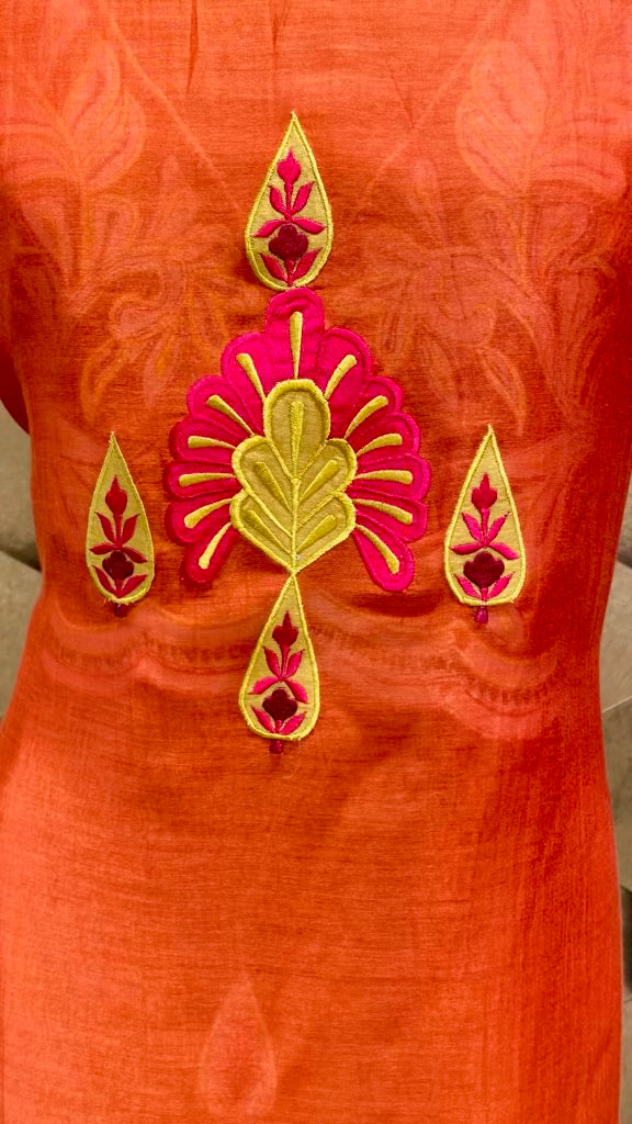 Mul Chanderi patch work outfit