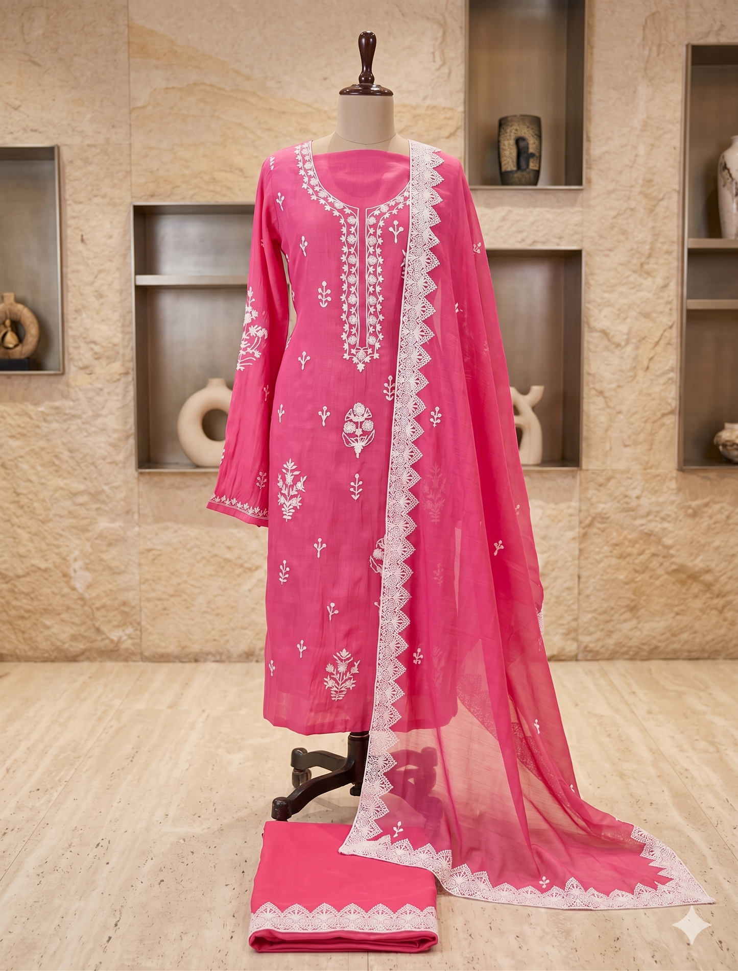 Pink mul Chanderi