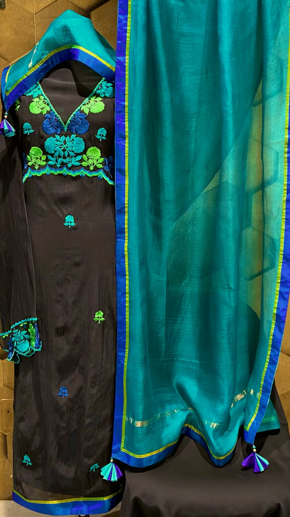 Elegant mul Chanderi in black