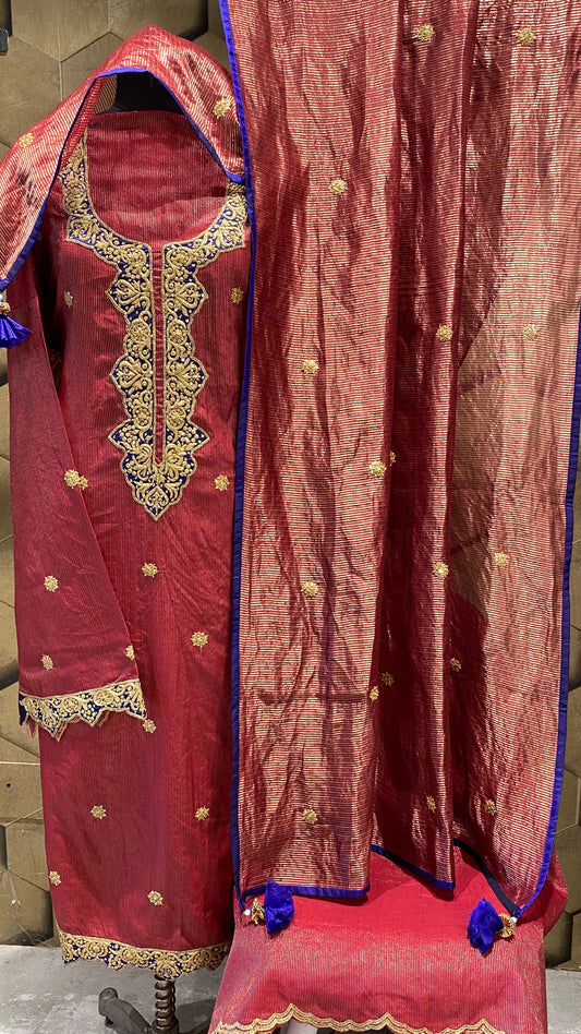 Soft chanderi with fine zari lines