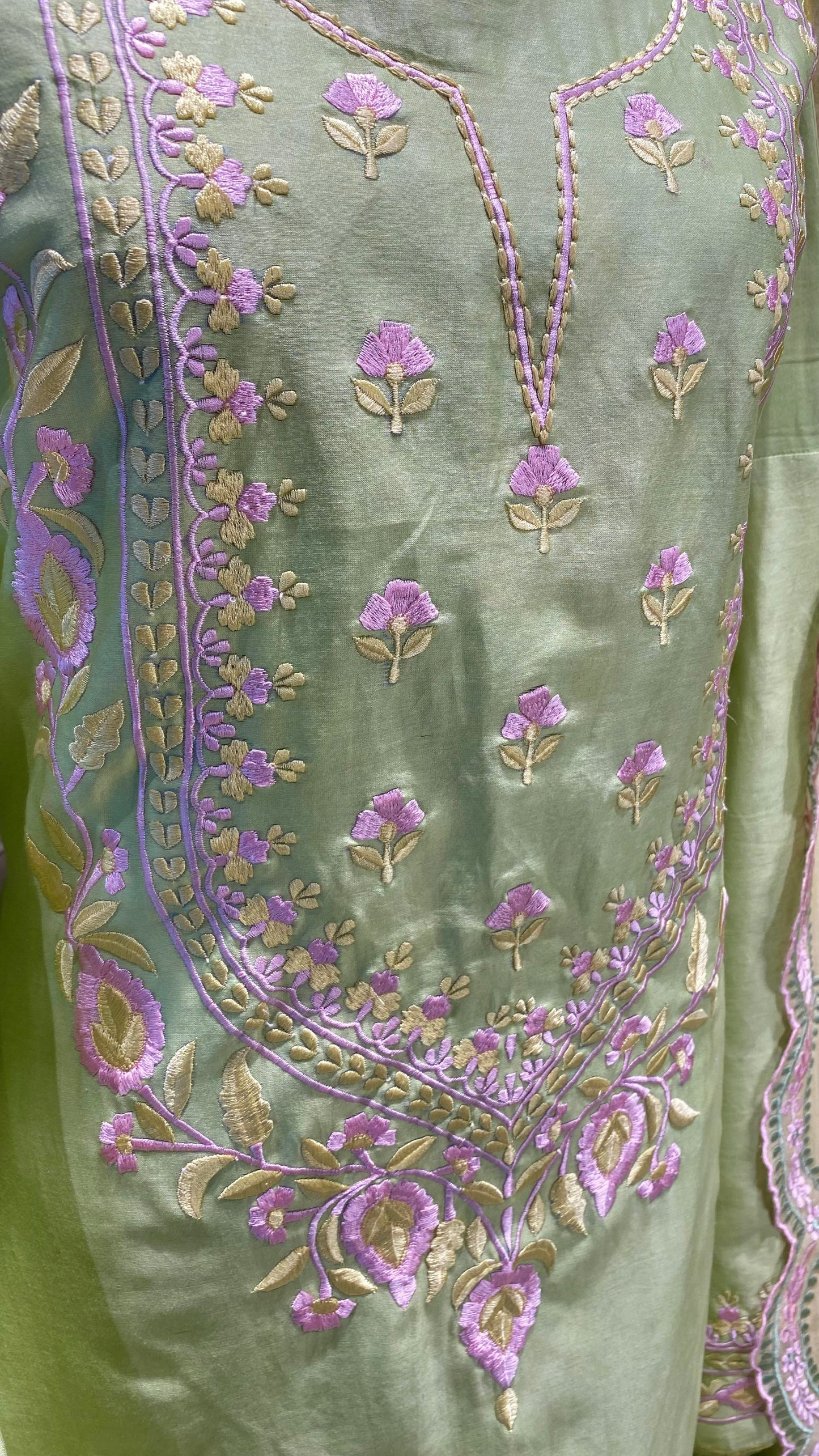 Chanderi shirt with resham embroidery