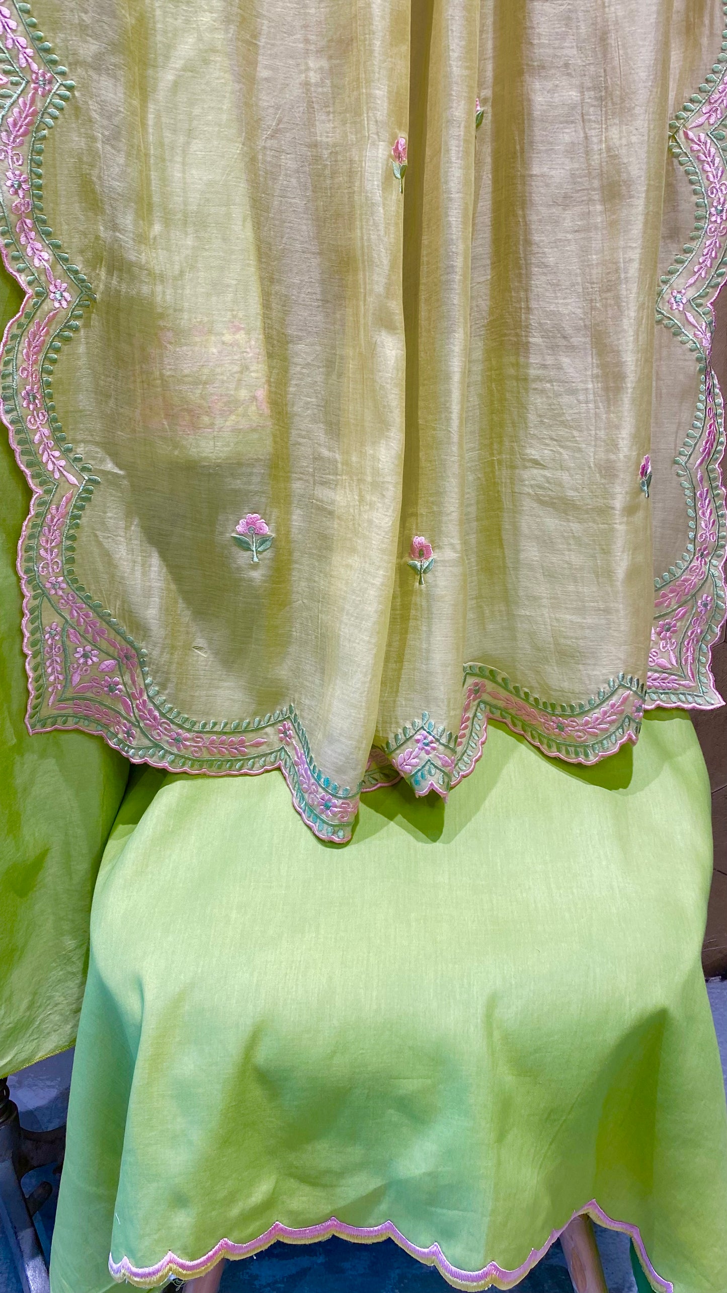 Chanderi shirt with resham embroidery