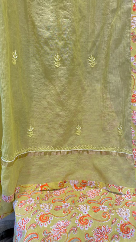 Mul Chanderi Lucknow embroidery outfit