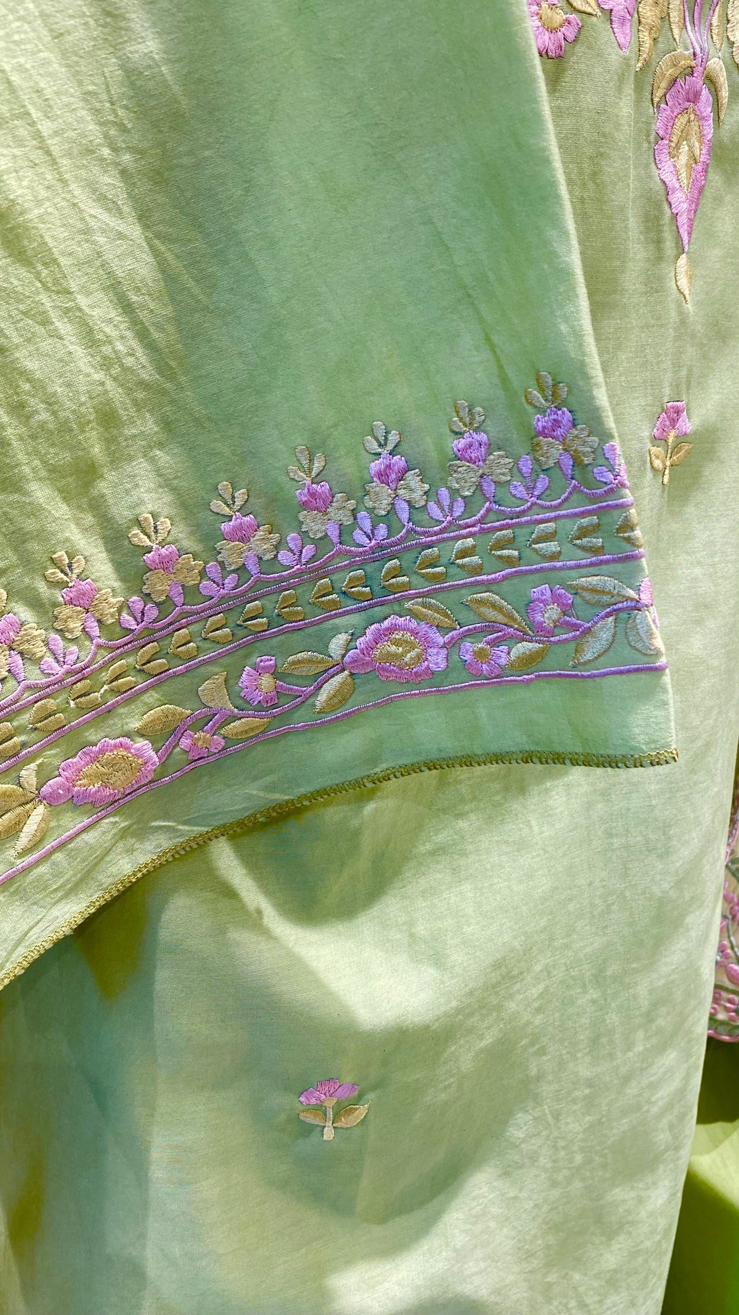 Chanderi shirt with resham embroidery