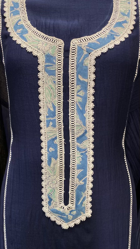 Mul Chanderi with lace work