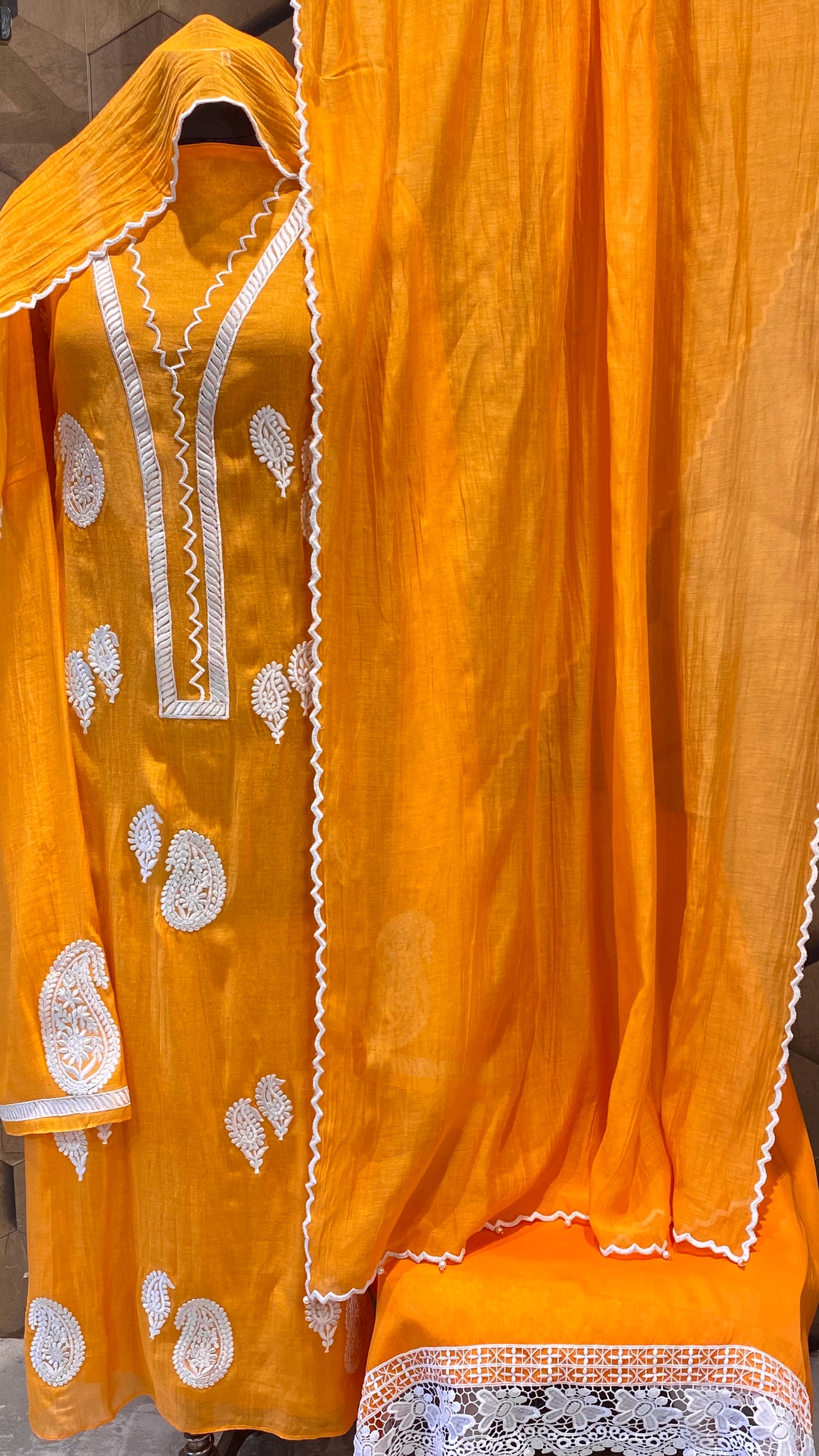 Vibrant classy mul Chanderi outfit