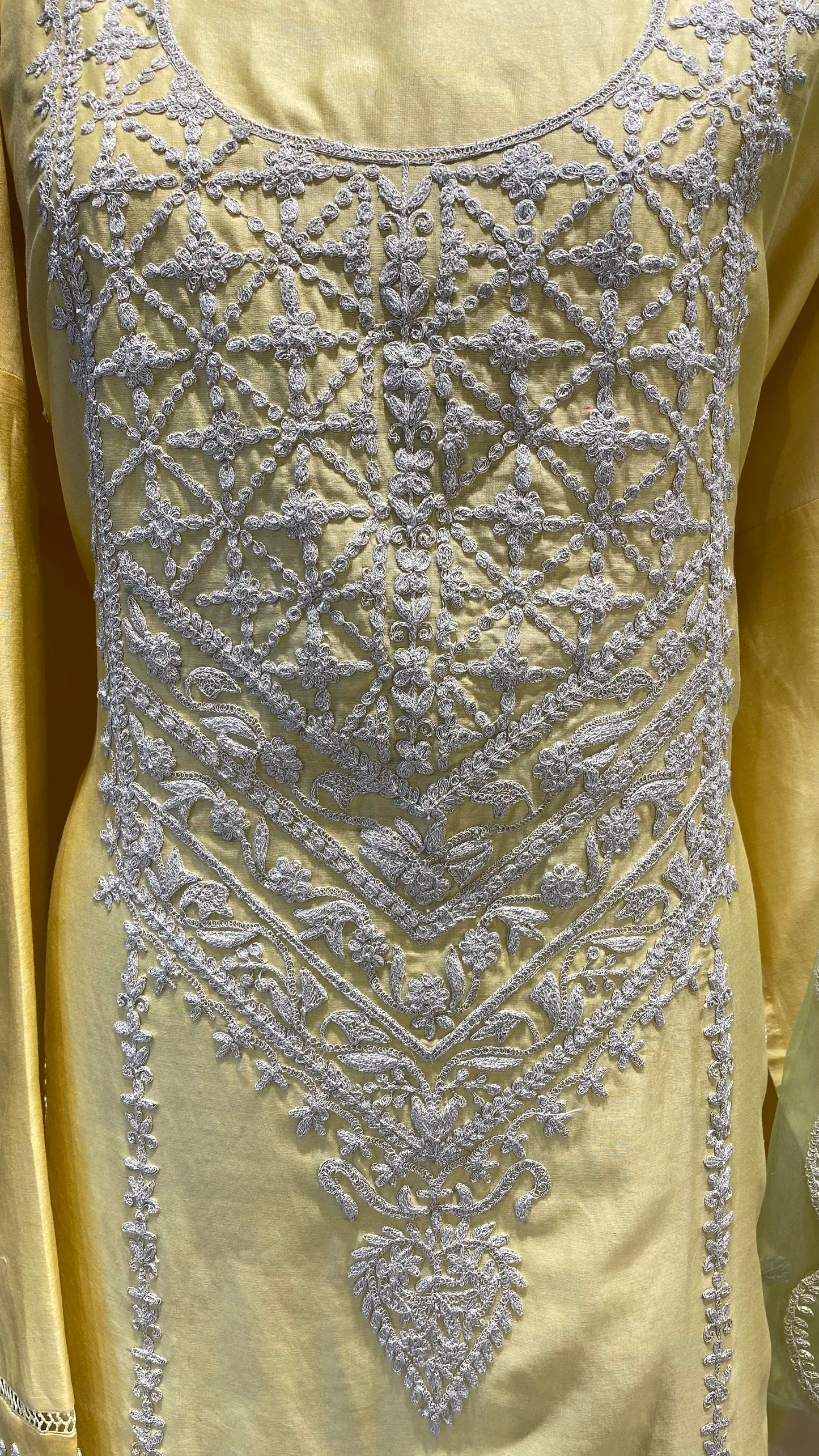 Chanderi shirt with organza dupatta