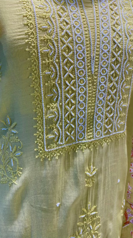 Mul Chanderi Lucknow embroidery outfit