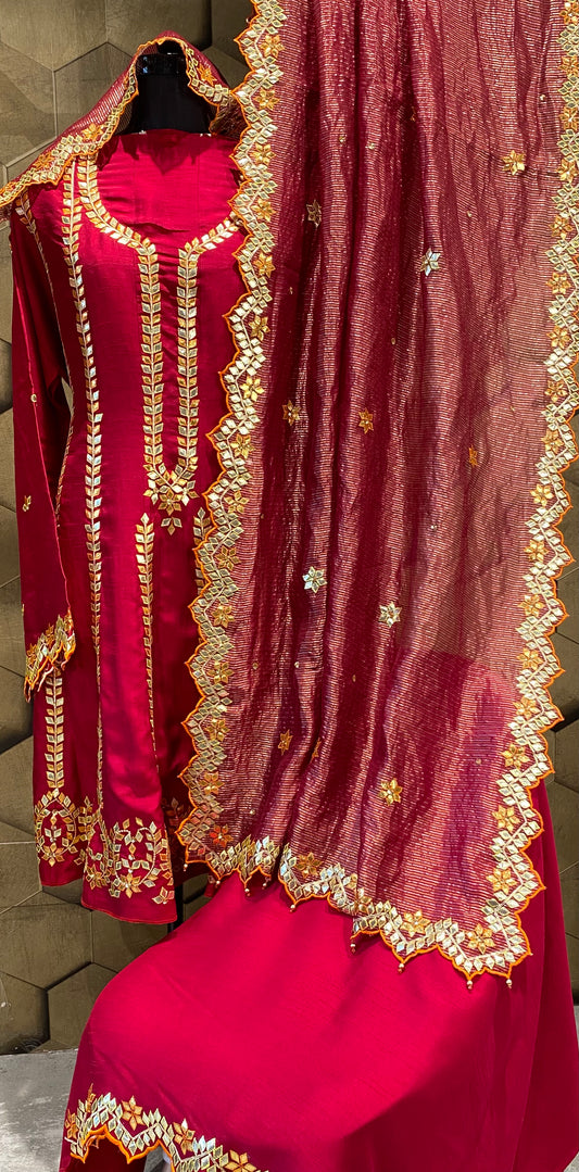 A classy Anarkali with gotta patti embroidery