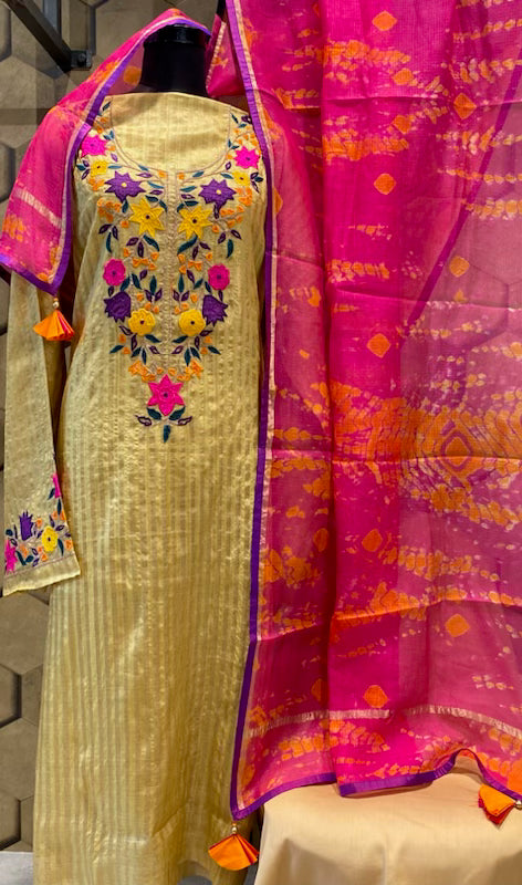 Tussar silk shirt with Kota silk dupatta