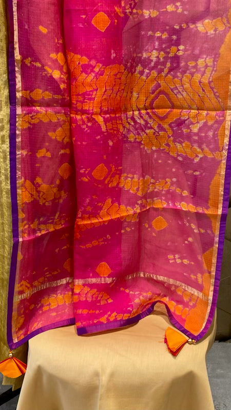 Tussar silk shirt with Kota silk dupatta